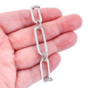 Vintage Italy Frederic Duclos Sterling Silver 925 Textured Link Bracelet 7.5"